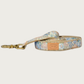 Load image into Gallery viewer, Pastel blue, green, pink & cream floral patterned dog leash with a brass claw-style clip.