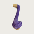 Load image into Gallery viewer, Silli Goose cat toy in purple with tan beak and feet.