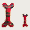 Load image into Gallery viewer, 12in and 2ft Tartan Tidings Bone dog toys, side by side to show size difference.