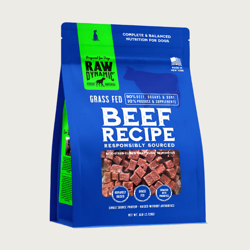 RAW DYNAMIC Frozen Raw Grass Fed Beef Recipe for Dogs – Wet Nose