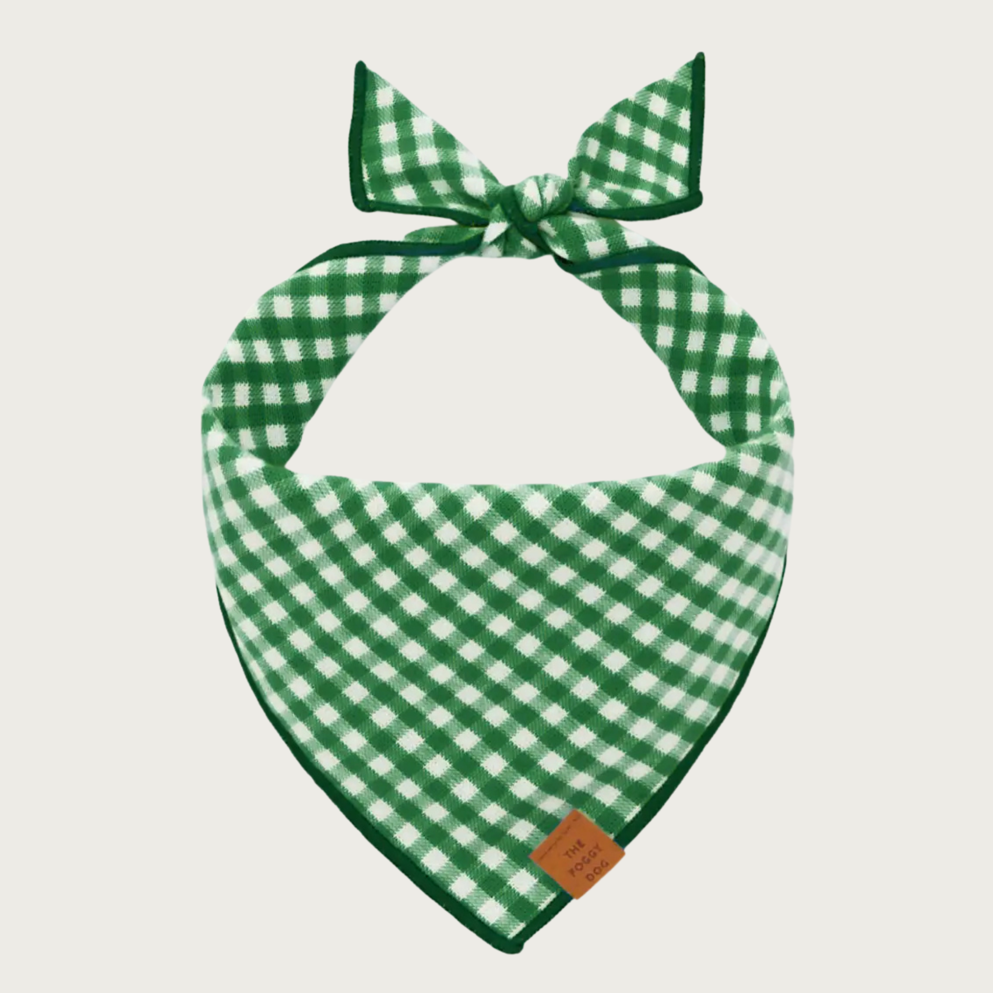 Emerald green and white checkered dog bandana.