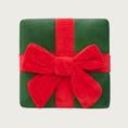 Load image into Gallery viewer, Plush, Christmas themed dog toy in the shape of a dark green gift box with a red ribbon.