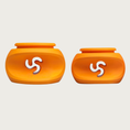 Load image into Gallery viewer, Both sizes of The Squiggle dog toy, side by side to show size difference. They are shown without a chew stick inserted, so the spiral center opening is visible.