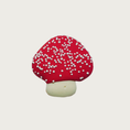 Load image into Gallery viewer, Decorated mini dog cookie shaped like a mushroom with a red cap and white stem (cap has white nonpareil sprinkles).