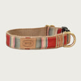 Load image into Gallery viewer, Dog collar with vertical striped pattern in shades of burnt orange, gray and tan.