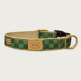Load image into Gallery viewer, Dog collar with a checkerboard pattern in two shades of dark green.