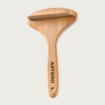 Load image into Gallery viewer, Pet grooming rake with bamboo body and single-row, thicker tooth comb, that runs horizontally (perpendicular to the handle).
