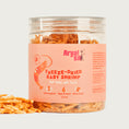 Load image into Gallery viewer, 3.5 oz clear plastic container of Arya! Sit Freeze-Dried Baby Shrimp for Dogs & Cats. Single ingredient goodness. Whole body shrimp are visible inside the container - they are about 1.5" - 2" long.
