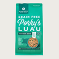 Load image into Gallery viewer, 7 lb green bag of A Pup Above Porky's Luau recipe dog food. Gently cooked sous vide. Bag has a small photo of a bowl of the food, that looks like ground pork with chopped bits of green beans, pineapple, and sweet potato.
