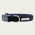 Load image into Gallery viewer, Black glitter 1" wide dog collar with a D-ring, black nylon inner webbing and black plastic buckle. The fabric itself is shimmery & glittery - it is not glued on.

