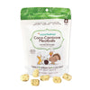 2.5 oz white and green bag of CocoTherapy Turkey + Spinach + Coconut Coco-Carnivore Meatballs treats for dogs & cats. 100% raw freeze-dried.  Made in USA. Sample treats in front of bag are beige, and look like small, uneven shaped nuggets.