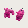 Load image into Gallery viewer, Two Holy Cow cat toys in bright pink, side by side showing the available shapes: curved or laying flat.

