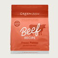 Load image into Gallery viewer, Green Juju beef recipe raw frozen dog food patties in a 6 pound bag.
