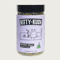 Load image into Gallery viewer, 0.8 oz net weight jar of Kitty Kush Whisker Weed Organic Catnip. Label covers most of the jar, but you can see the catnip inside, above and below the label.
