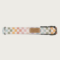 Load image into Gallery viewer, 1" width pastel multicolor & white checkered dog collar.
