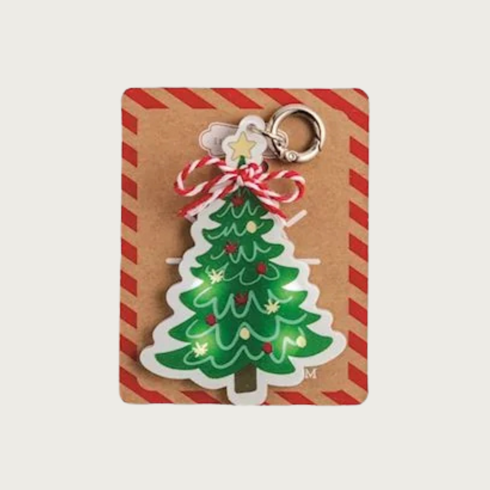 Christmas tree shaped pet collar charm with ornaments and star on top.
