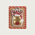 Load image into Gallery viewer, Rudolph the Red Nosed Reindeer face with a Santa hat, pet collar charm.
