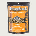 Load image into Gallery viewer, A 25 ounce bag of Northwest Naturals freeze-dried raw diet for dogs, turkey recipe. Clear window on bag shows small cube-sized nuggets.
