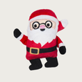 Load image into Gallery viewer, Plush Santa Claus dog toy wearing glasses, smiling and waving.
