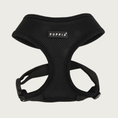 Load image into Gallery viewer, Soft mesh, black dog harness with black & white 'Puppia' brand tag on chest.
