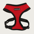 Load image into Gallery viewer, Soft mesh, red dog harness with black trim and strap, and black & white 'Puppia' brand tag on chest.
