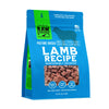 Raw Dynamic Frozen Raw Lamb dog food in a light blue bag, made from pasture raised lamb, grain-free, all-natural, and rich in protein for healthy dogs. Packaged in a six pound bag.