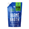 Raw Dynamic Beef Bone Broth for dogs in a blue pouch, featuring grass fed beef  ingredients packed with probiotics and nutrients, ideal as a healthy meal topper for dogs.