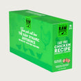 Load image into Gallery viewer, Raw Dynamic Frozen Raw Chicken dog food in a green box, made from cage free chicken, grain-free, all-natural, and rich in protein for healthy dogs. Packaged in a twelve pound box.
