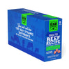 Raw Dynamic Frozen Raw Beef dog food in a blue box, made from grass fed beef, grain-free, all-natural, and rich in protein for healthy dogs. Packaged in a twelve pound box.