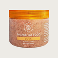 Load image into Gallery viewer, A 12 oz plastic tub of Savage Cat Food, Duck recipe for cats. Tub is clear, with light reddish brown food inside. Lid is orange. Raw. Keep Frozen.
