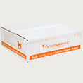 Load image into Gallery viewer, An orange and white, 10 pound bulk box of frozen Smallbatch chicken batch recipe sliders, lightly cooked dog food.
