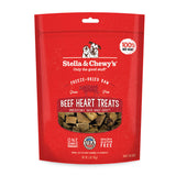 3 oz red bag of Stella & Chewy's Freeze-Dried Raw, Grain Free Beef Heart Treats. One simple ingredient; 100% beef heart. Grain & gluten free.