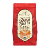 3.5 lb red bag of Stella & Chewy's Freeze-Dried Raw Coated Kibble, Oven Baked Grass-Fed Beef Recipe for dogs. Grain & poultry free, protein focused nutrition. A small illustration of a bull is in the center of the bag.