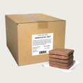 Load image into Gallery viewer, A 20 pound bulk box of Steve's Real Food frozen raw food 8 ounce patties in the lamu (lamb and emu) recipe for both dogs and cats. A plate of the bar shaped patties is positioned in front of the box for reference.
