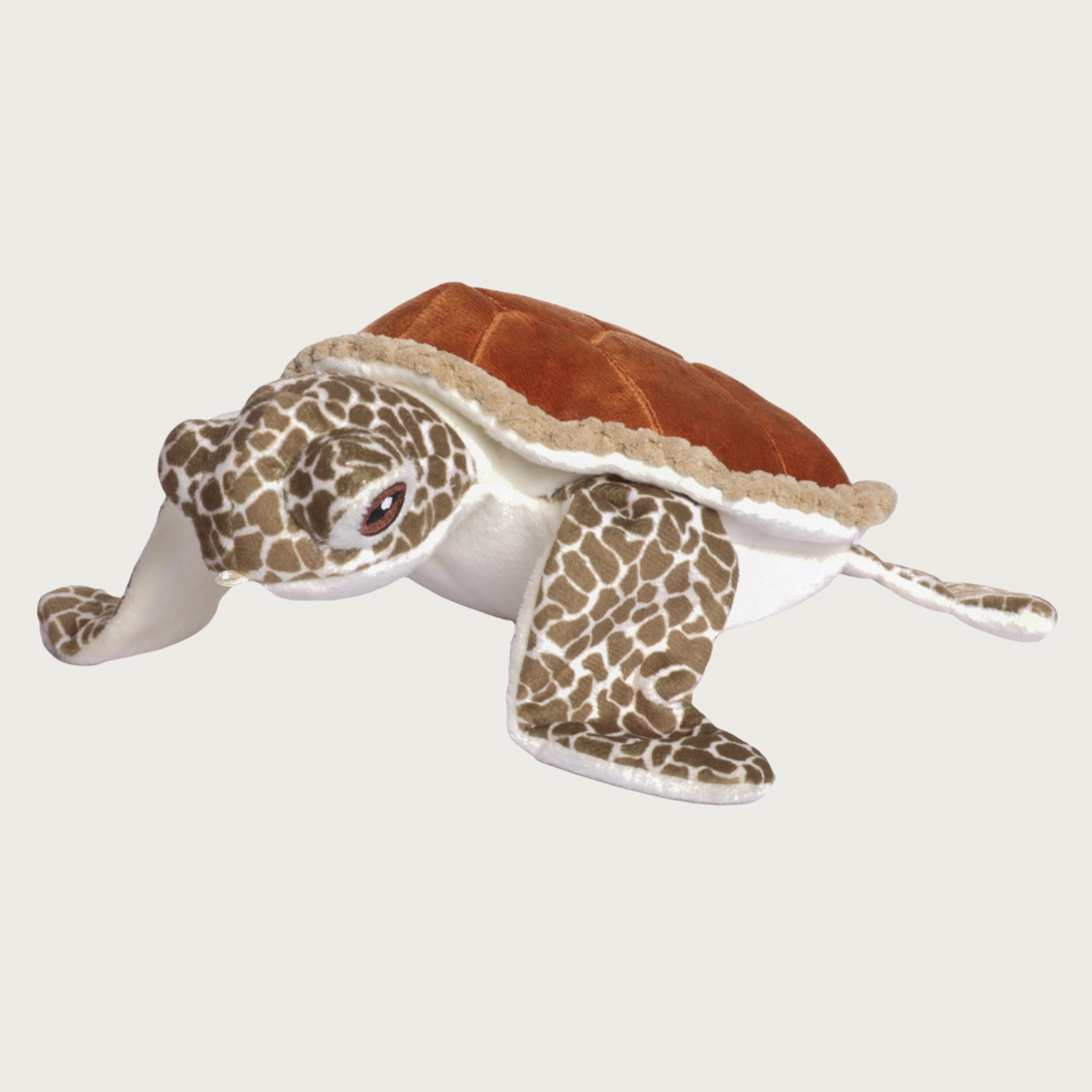 Alternate view of the Animated Sea Turtle toy as seen from the front, propped up on its front flippers.
