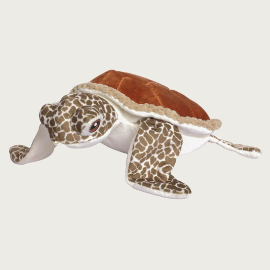 Alternate view of the Animated Sea Turtle toy as seen from the front, propped up on its front flippers.