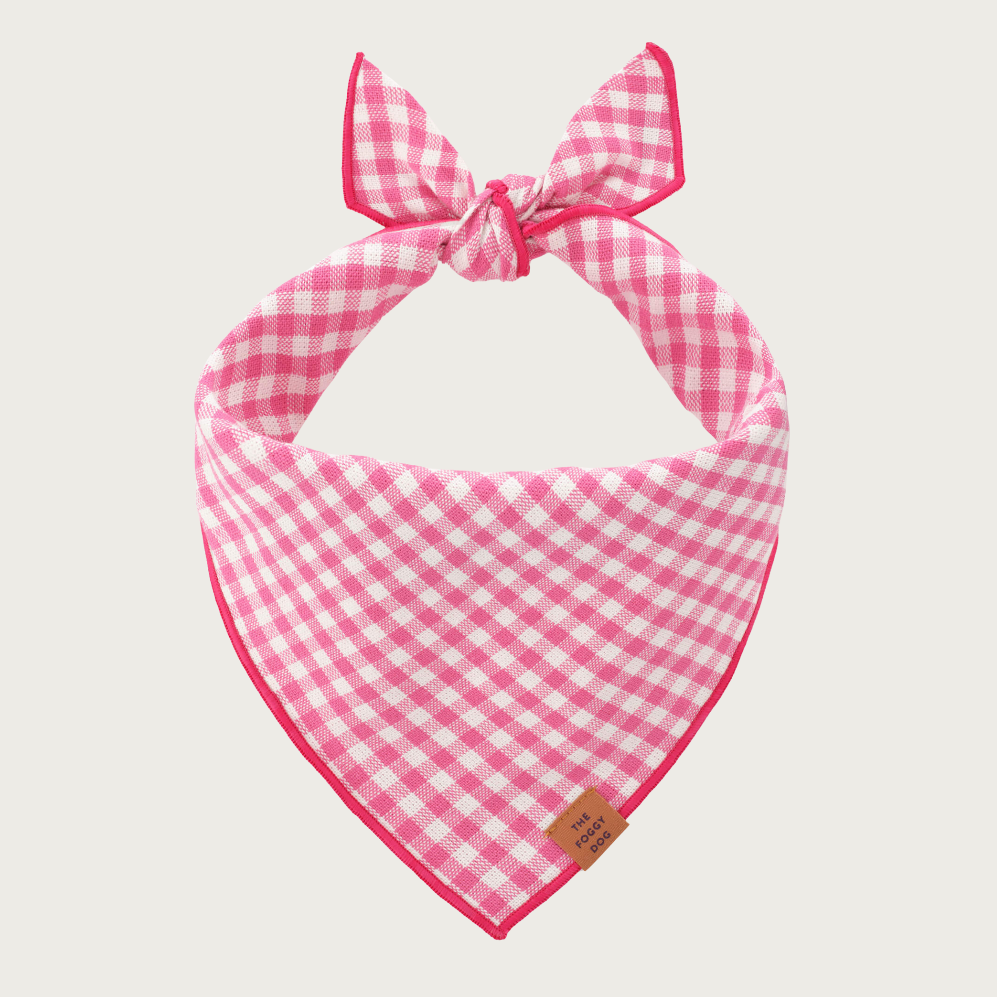 Hot pink and white gingham checkered dog bandana.