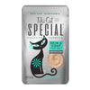 A 2.4 oz pouch of Tiki Cat Special Function Formula, Skin & Coat. Supports healthy skin & coat, Salmon recipe in broth. Non-GMO ingredients, includes a blend of coconut & tuna oil.