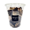 4 oz plastic container with lid, of Wet Nose Beef Crispies dog & cat treats. Product inside is dark brown, thin squares.