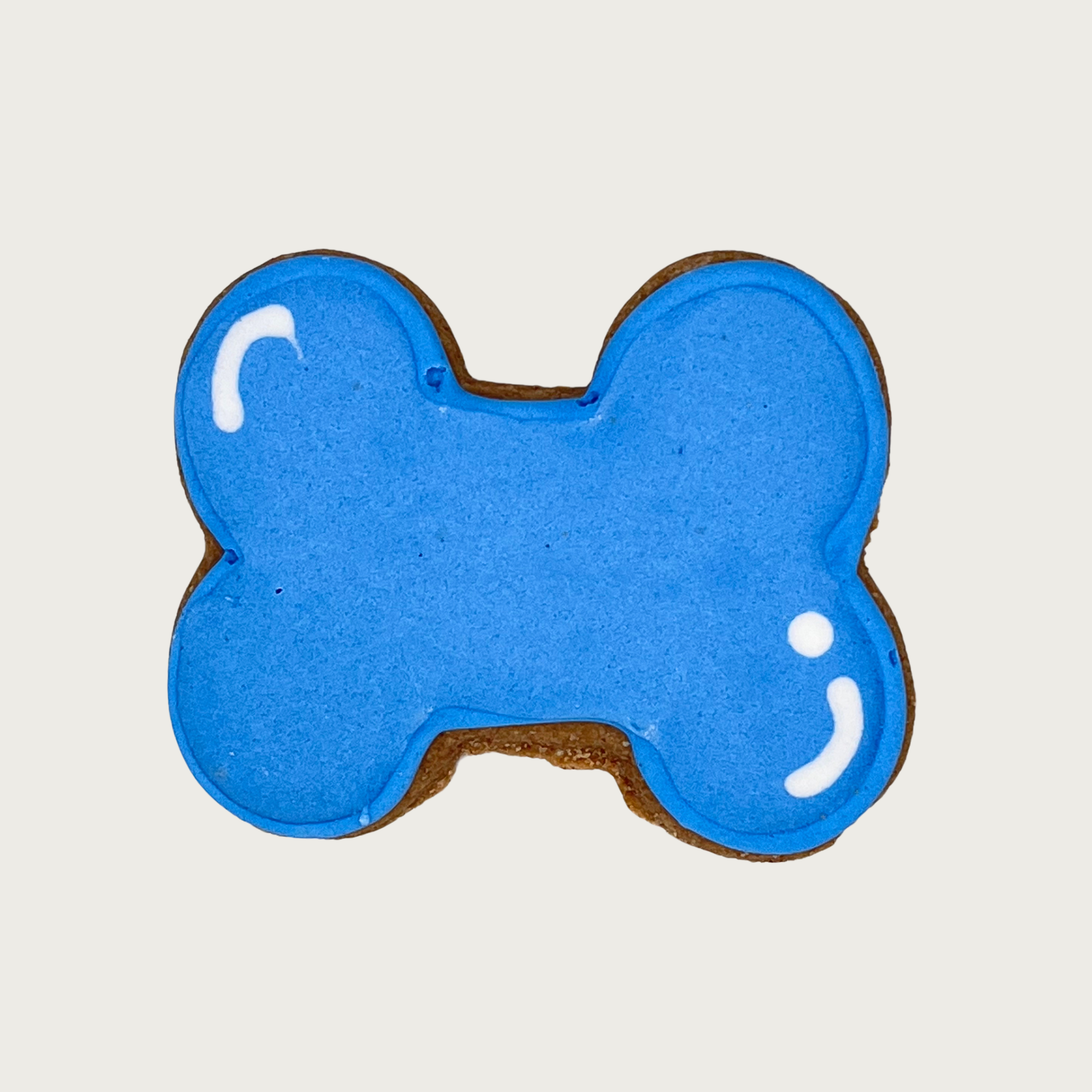 Simple blue dog bone-shaped cookie.