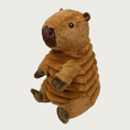 Load image into Gallery viewer, 16in Brown capybara plush dog toy in a seated position. Its textured plush has an extra wide wale resembling corduroy. Dark brown tips on its ears, nose, and feet, and embroidered eyes.
