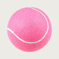 Load image into Gallery viewer, A large, bright pink tennis ball with traditional white seam lines.
