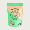 Load image into Gallery viewer, Light green & beige bag of Minty Breath Bones dog treats with simple illustrated line logo for Winnie Lou the Canine Co. in the center. Happily Transparent. Made in Colorado.
