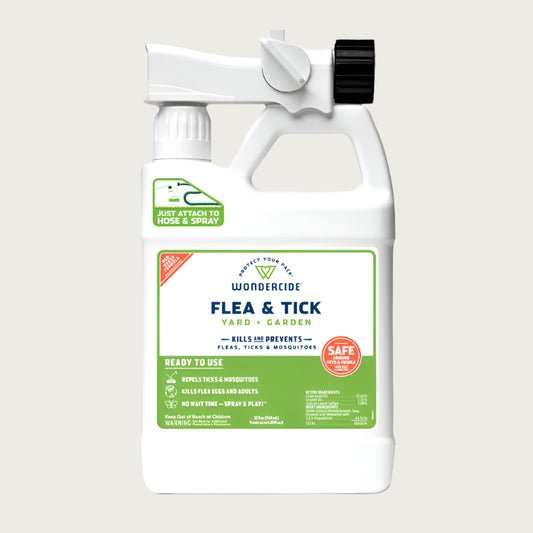 32 oz Ready to Use Wondercide Flea & Tick Yard + Garden Spray. Kills and prevents fleas, ticks & mosquitoes. Just attach to hose & spray. Safe around pets and people. 