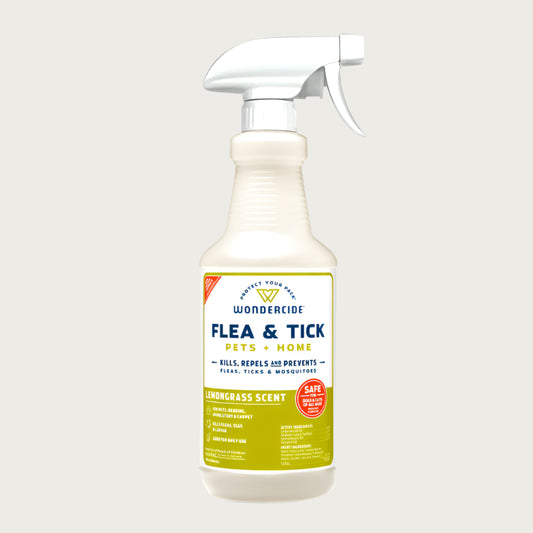 16 oz Wondercide Flea & Tick Pets + Home Spray, Lemongrass Scent. Kills, repels and prevents fleas, ticks & mosquitoes. Safe for dogs & cats of all ages, when used as directed.