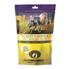 A 4 oz bag of Zignature Turkey Formula Soft Moist Dog Treats, limited ingredient formula. New heart shape, crafted in the USA with globally sourced ingredients. Bag has resealable zipper to lock in freshness.