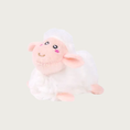Load image into Gallery viewer, A cute plush cat toy lamb with fluffy white plush head & body and a pale pink face with embroidered facial details.

