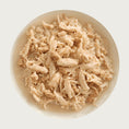 Load image into Gallery viewer, A bowl of Aujou by RAWZ Chicken Breast & Duck recipe, showing large chunks of chicken with smaller shreds and small pieces of duck.
