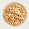 Load image into Gallery viewer, A bowl of Aujou by RAWZ Chicken Breast & Pumpkin recipe, showing large chunks of chicken with smaller shreds and small cubes of pumpkin
