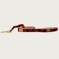 Load image into Gallery viewer, Red and black buffalo plaid dog leash with brass clasp.
